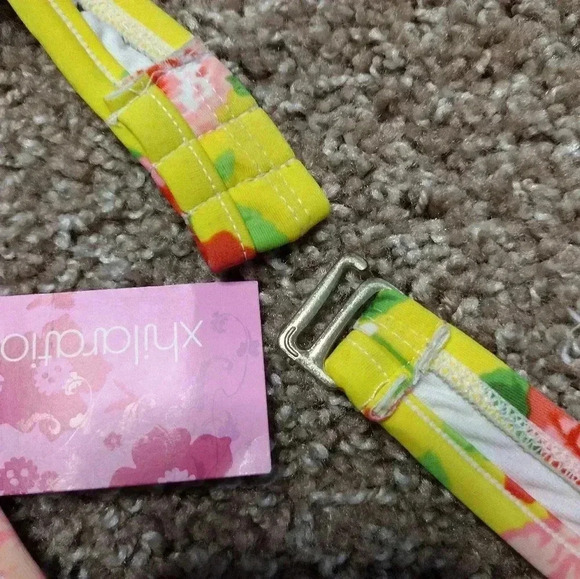 Xhilaration Floral Ruffle Yellow bikini NWT - Picture 8 of 8